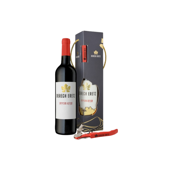 מארז יין דרך ארץ קברנה סוביניון עם פותחן יין במארז מתנה